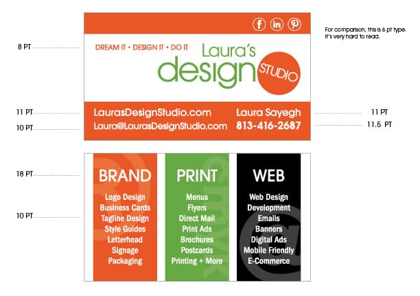 Business Card Font Sizes