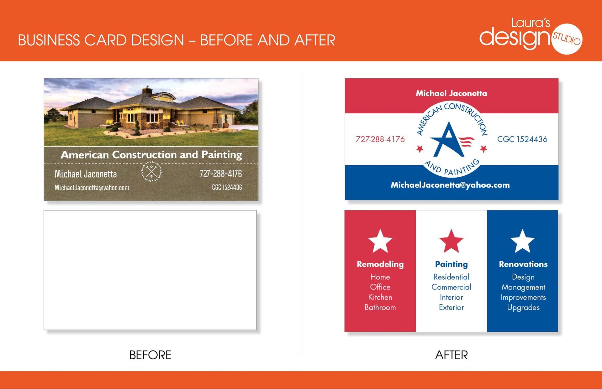 Before and After Logo and Business Card Design